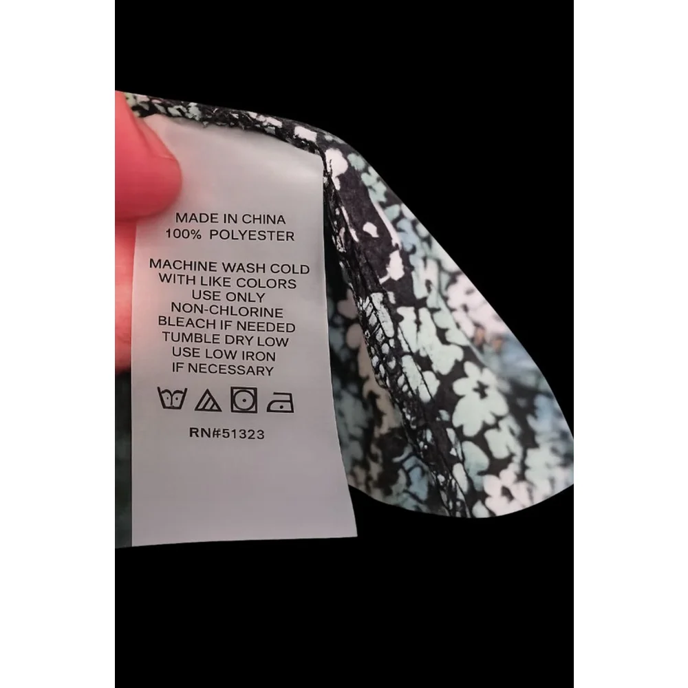 Vince Camuto Floral Bell Sleeve Blouse Size M Black Green Boho Ruffle Sleeve Top - Picture 5 of 6